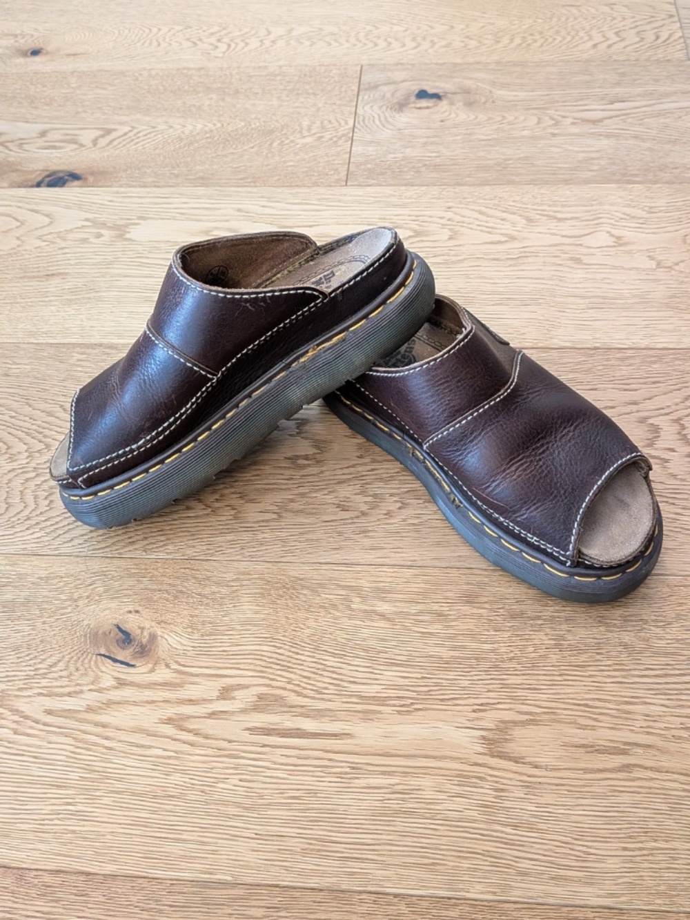 Dr. Martens England 8418 vintage 90's Y2K Chunky Sandals SlidesBark Grizzly 9 - Picture 2 of 9